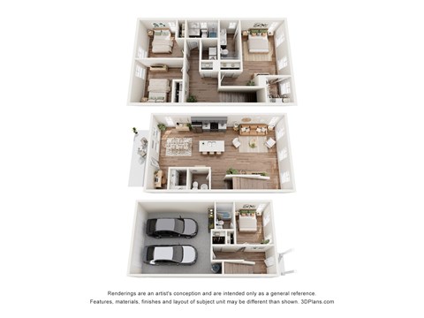 A set of three images showing different floor plans of a house.